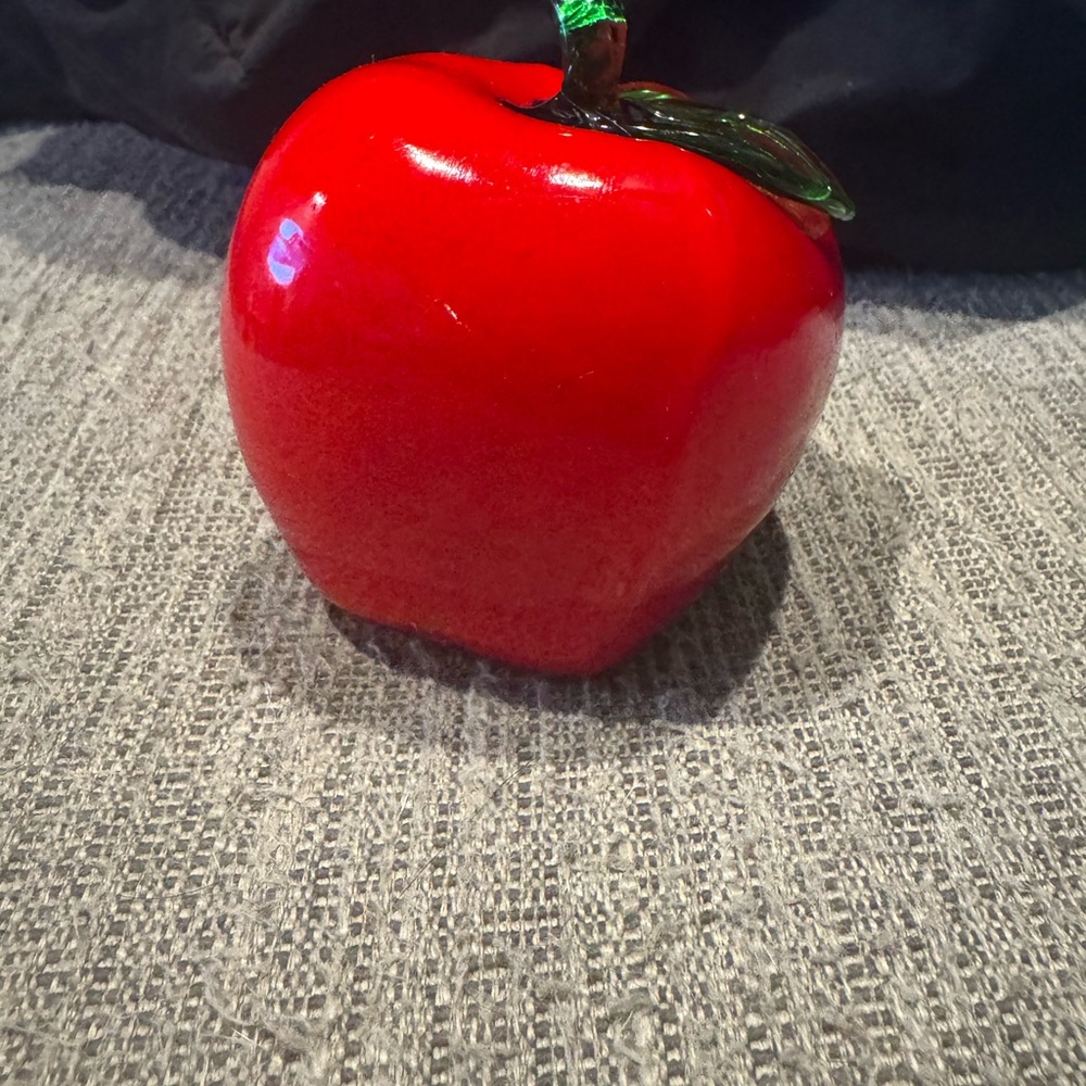 Red Glass Apple Figurine Paperweight